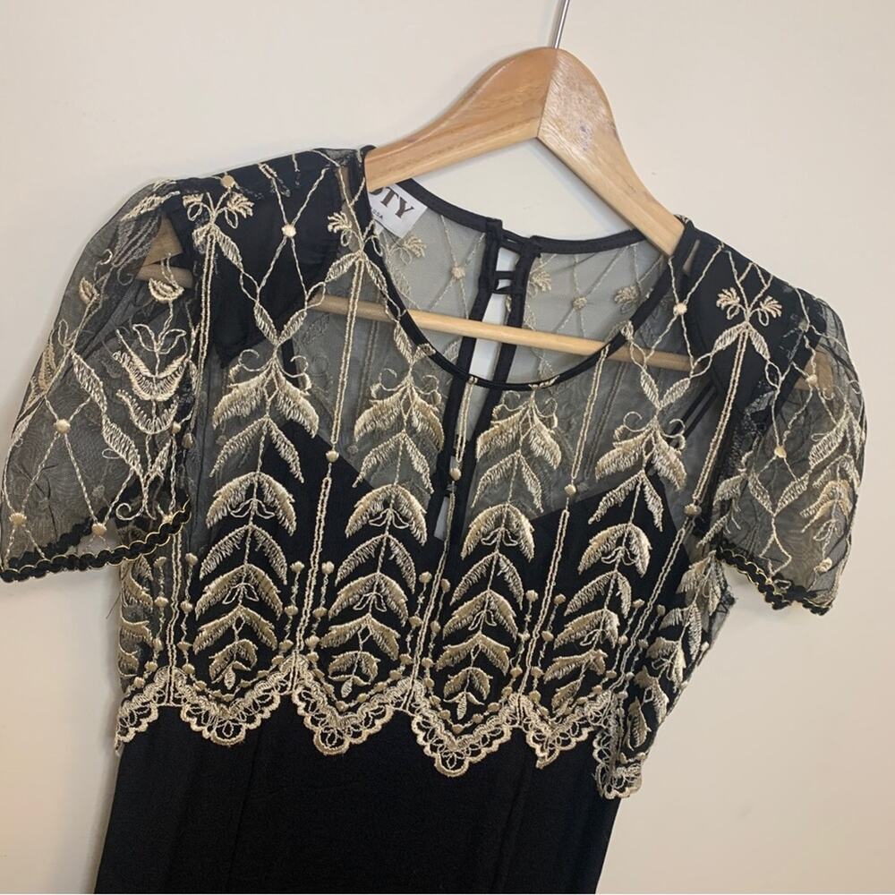 Vintage Coty Gothic Victorian Evening Dress Small Women's Lace 80s - Picture 5 of 11